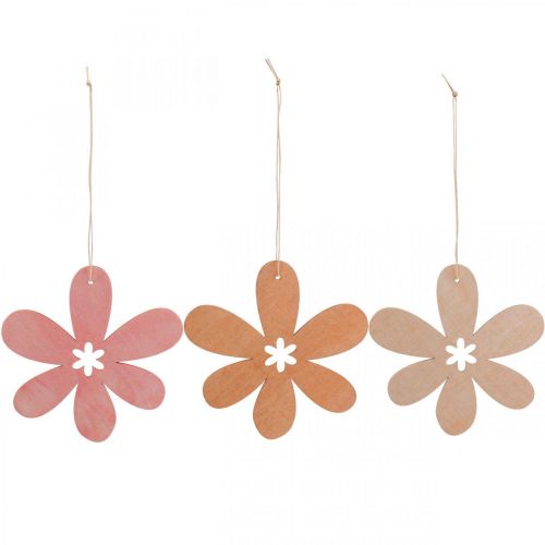 Floristik24 Deco blomma trähänge träblomma orange/rosa/gul 12 st