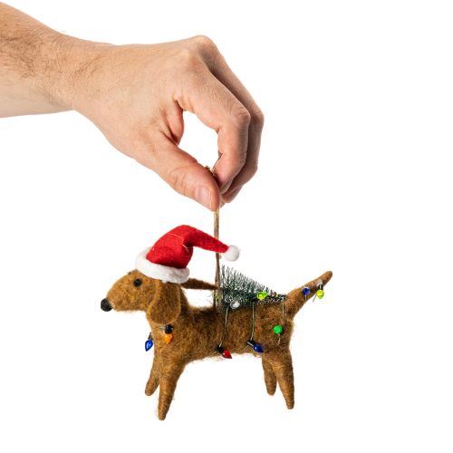 Dekorativ taxhundprydnad till julgran, 16 cm, 2 stycken | Floristik24.se