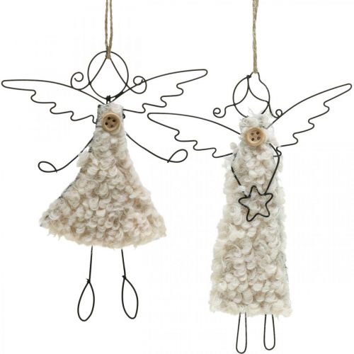 Floristik24 Ängelhänge julängel svart, kräm 13,5cm 4st