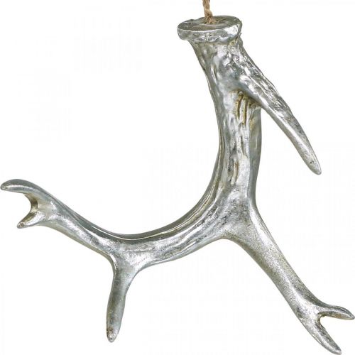 Floristik24 Julhängsdekoration horn adventssilver 15cm 4 st