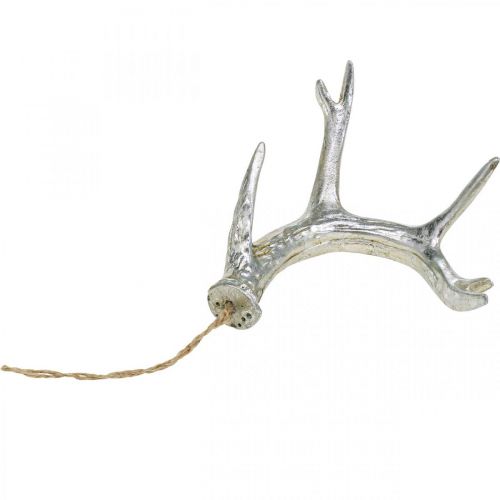 Floristik24 Julhängsdekoration horn adventssilver 15cm 4 st
