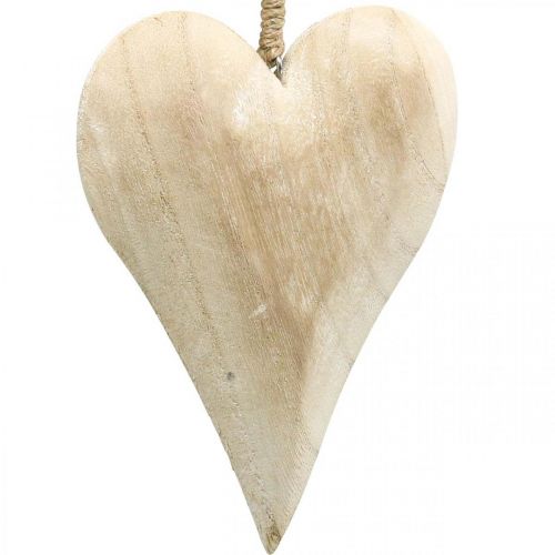 Hjärta av trä, dekorativt hjärta för upphängning, hjärtdekoration H16cm 2st