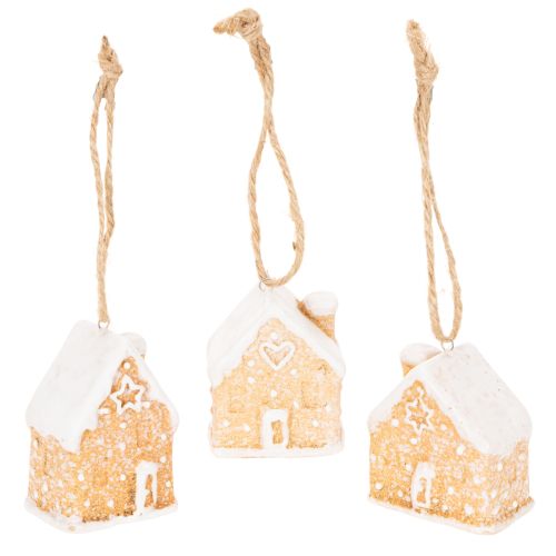 Pepparkakshus Keramik Hängande Dekoration Vinter Juldekoration 6cm 3st köpa | Floristik24.se