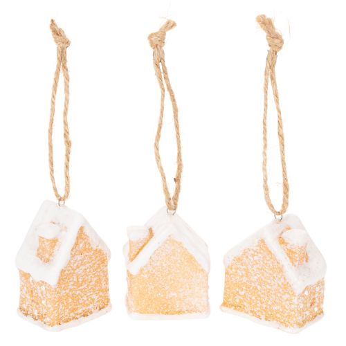 Pepparkakshus Keramik Hängande Dekoration Vinter Juldekoration 6cm 3st | Floristik24.se