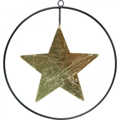 Juldekoration stjärnhänge guld svart 12,5cm 3st