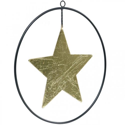 Artikel Juldekoration stjärnhänge guld svart 12,5cm 3st