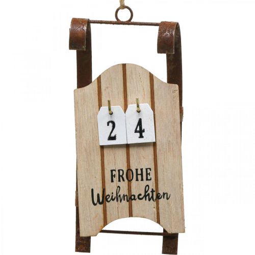 Artikel Dekorativ slädekalender i trä Adventsrost L14,5cm 2 st