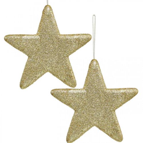 Artikel Juldekoration stjärnhänge gyllene glitter 18,5cm 4st