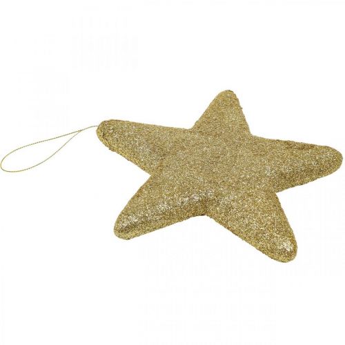 Artikel Juldekoration stjärnhänge gyllene glitter 18,5cm 4st
