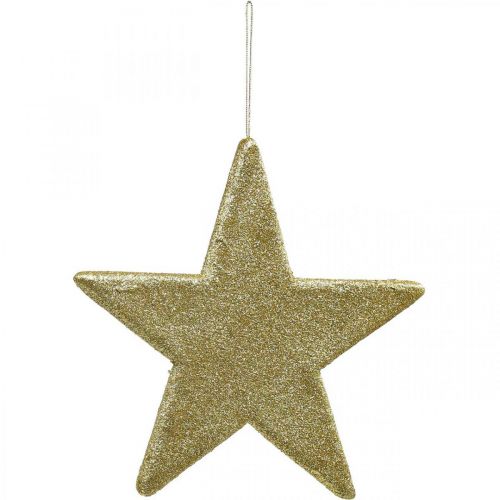 Artikel Juldekoration stjärnhänge gyllene glitter 30cm 2st