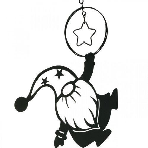 Artikel Väggdekor metall svart tomte stjärna 15×17cm 3 st