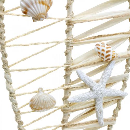 Floristik24 Maritim fiskdekoration med flätverk och skal, dekorationshängare fiskform natur 38cm