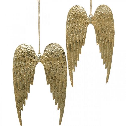Angel Wing Deco Pendel Christmas Golden 14,5×9cm 4st