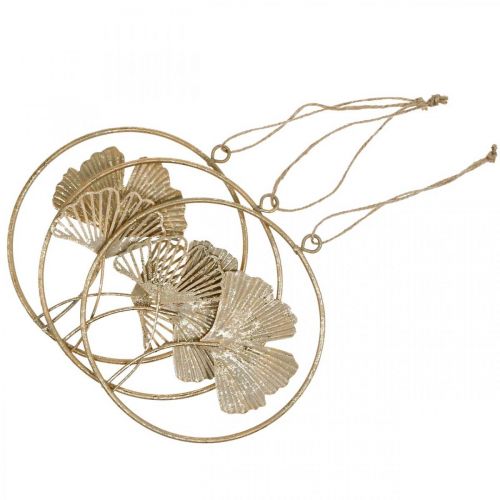 Artikel Ginkgo dekoration guldhängare vintage metalldekoration Ø16cm 3 st