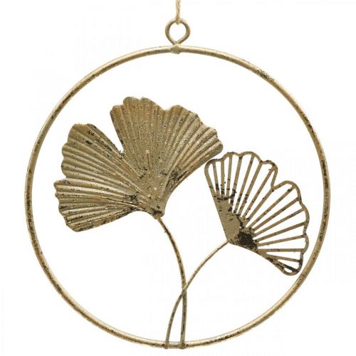 Artikel Ginkgo deco guldhängare vintage metalldekoration Ø16cm 3st