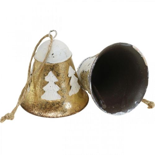 Artikel Julklockor vintage juldekoration gyllene vit 2 st