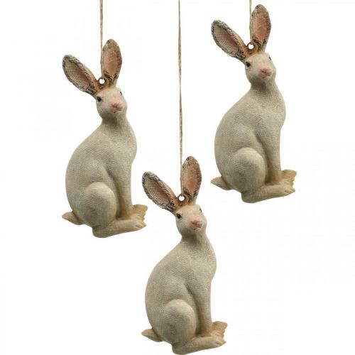Påskhare figur för att hänga påskdekoration polyresin H9,5cm 4st