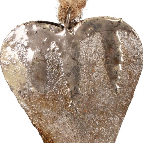 Floristik24 Hängande dekoration metallhjärtan dekorationshjärtan silver 11cm 3st