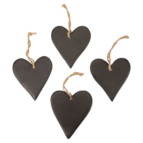 Hängande dekoration skiffer hjärta dekorativa hjärtan svart 10,5cm 4st