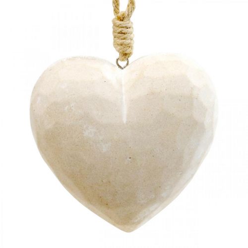 Artikel Trähjärta dekorativ hängare dekorativt hjärta för att hänga vit 12cm 3st