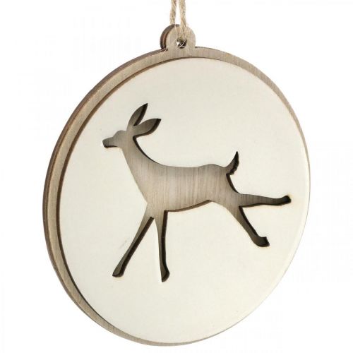 Artikel Hänge med rådjur, dekorationsmedaljong, trädekoration, advent Ø9,5cm 6st