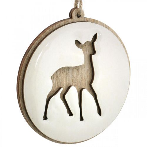 Artikel Hänge med rådjur, dekorationsmedaljong, trädekoration, advent Ø9,5cm 6st