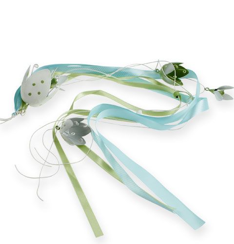 Floristik24 Dekorativ galge med metallblommor och band 90 cm