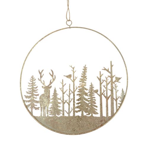 Artikel Dekorativ ring metall skogshjort dekoration vintage guld Ø22,5cm