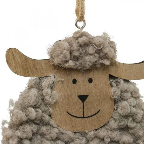 Floristik24 Påskdekoration fårhängare trä fluffig 8,5×1,5×20cm 6st