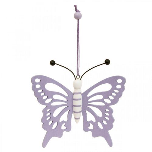 Artikel Deco hängare fjärilar trä lila/vit 12×11cm 4st