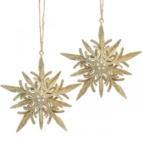 Floristik24 Snöflinga, julgransdekoration, fönsterdekoration Christmas Golden 12cm 4st