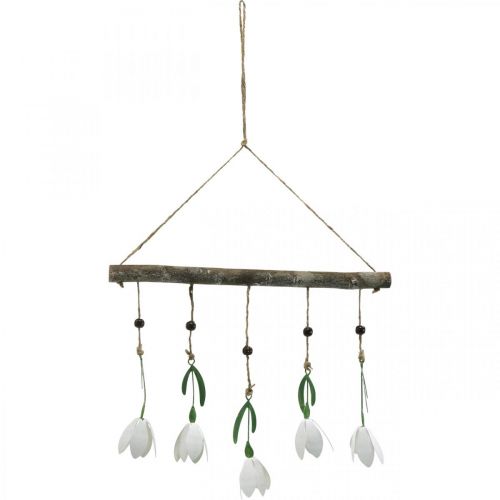 Floristik24 Dekorativ gren med blommor, vår, snödroppar för upphängning, metallblommor L48cm B90cm