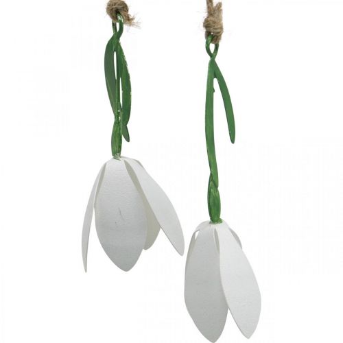 Floristik24 Dekorativ gren med blommor, vår, snödroppar för upphängning, metallblommor L48cm B90cm