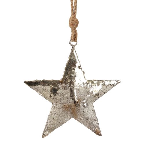 Hängande dekoration stjärna metall Juldekoration silver 15,5cm 3st