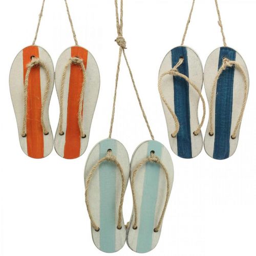 Dekorativa flip flops hängande dekoration maritim orange/blå H15cm 3 st