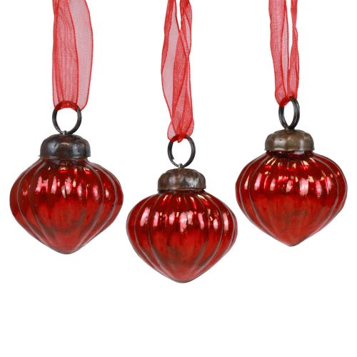 Juldekorationer glas dekorativa galgar glas röd 3,5×4cm 12 st