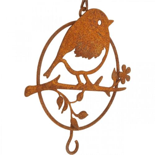 Artikel Metallfågel för upphängning, matplats, fågel med krokpatina 11,5×13cm