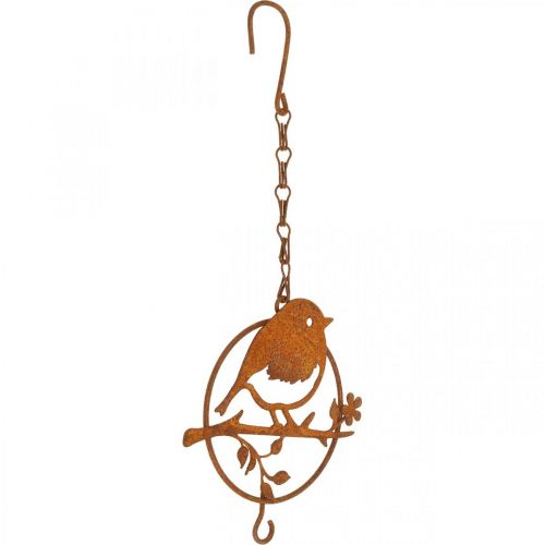 Artikel Metallfågel för upphängning, matplats, fågel med krokpatina 11,5×13cm