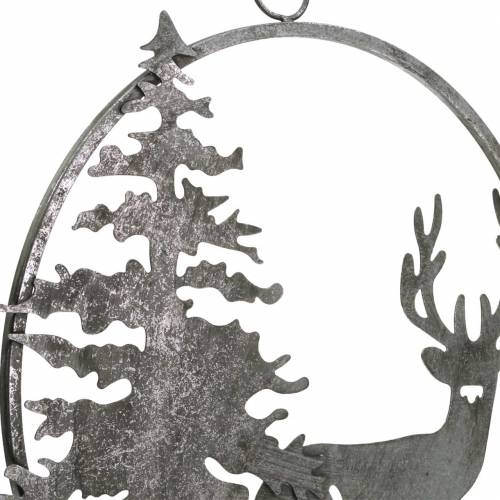 Floristik24 Deco ring renar och gran antik look silver Ø30cm Att hänga upp