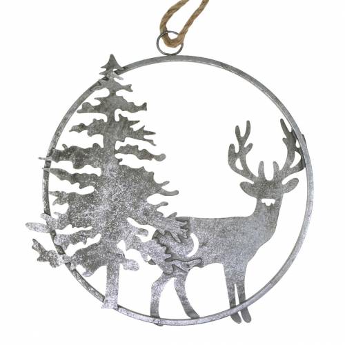 Floristik24 Deco ring renar och gran antik look silver Ø30cm Att hänga upp