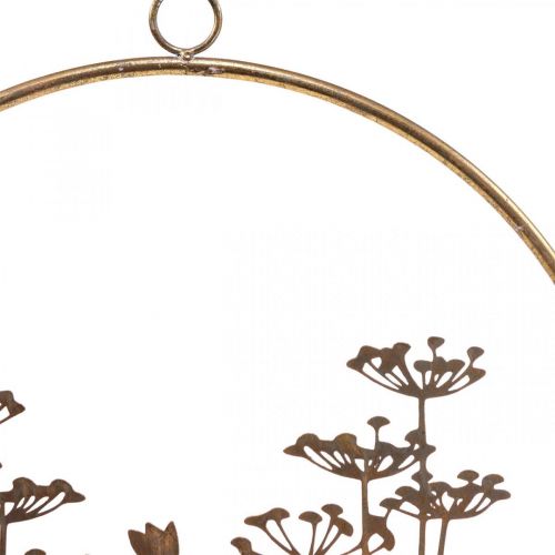 Floristik24 Väggdekoration blommor metalldekoration för upphängning av guld antik Ø38cm