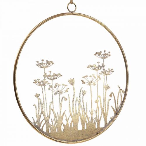 Floristik24 Väggdekoration blommor metalldekoration för upphängning av guld antik Ø38cm