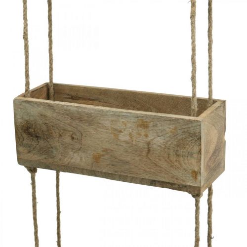 Floristik24 Växtlådor på ett rep, hängande hylla för plantering, trädekoration naturliga färger L98cm B30cm