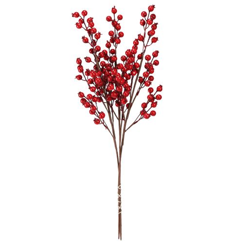 Artikel Nypondekor, konstgjorda dekorativa grenar, röd, L62 cm, 3 st