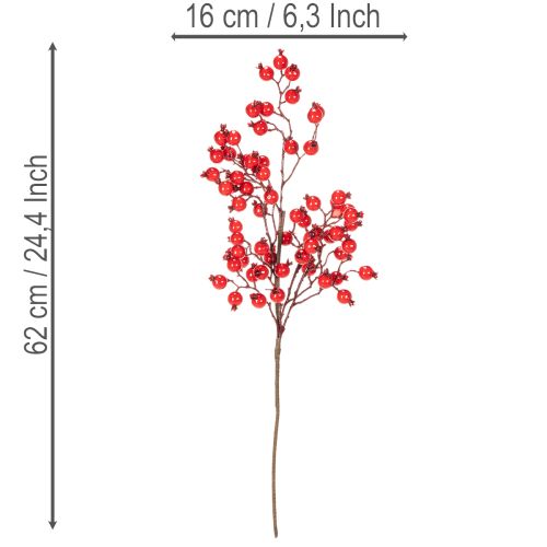 Konstgjord nypongren med glänsande bär, 62 cm | Floristik24.se