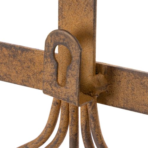 Krokskena för trädgårdsredskap, trädgårdsdekorationer, kratta, spade och hacka; metallkapphängare av rostig metall, L33,5 cm | Floristik24.se