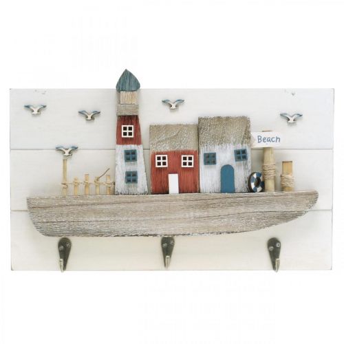 Strandgarderob, maritim trädekoration, båtkrokställ Shabby Chic L33cm