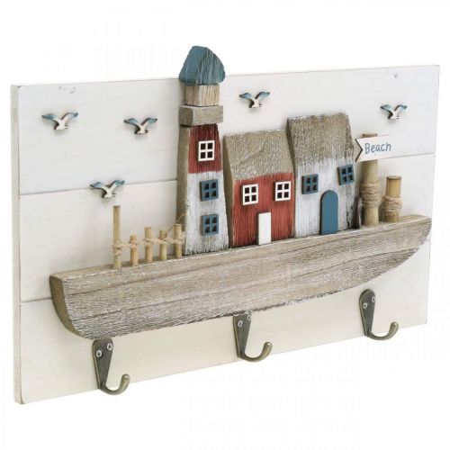 Floristik24 Strandgarderob, maritim trädekoration, båtkrokställ Shabby Chic L33cm