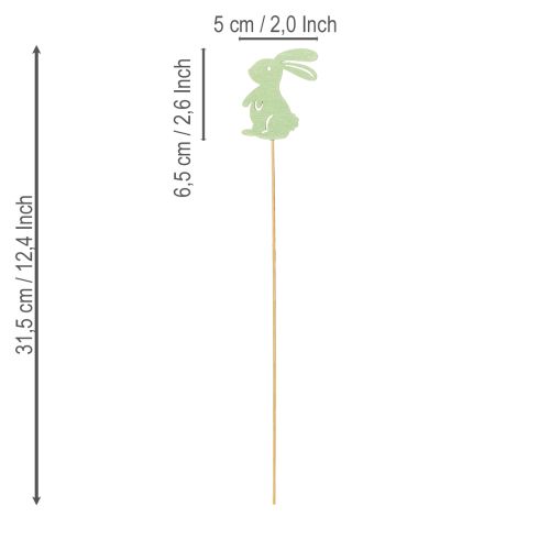 Artikel Dekorativa kaniner på pinne som grafiska accenter för bord och blomlådor, 31,5 cm, 16 stycken