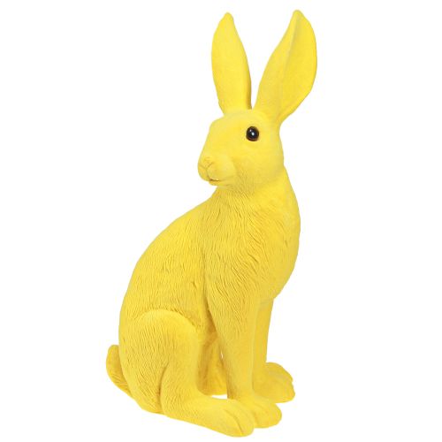 Floristik24 Kanin gul sittande påskhare dekoration flockade 16×13×35cm
